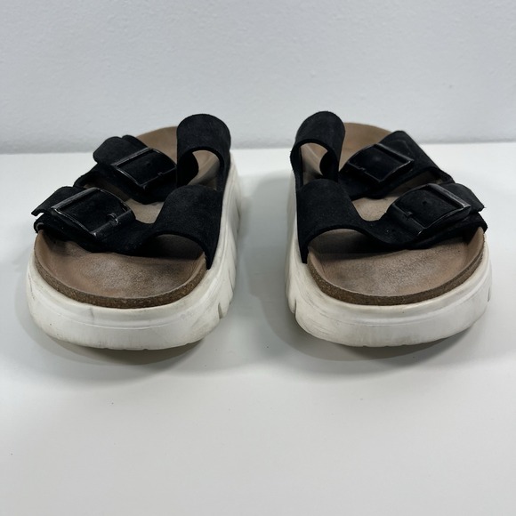 Arizona Platform Leather Chunky Suede Black Birkenstock Papillio Wedges Sz 40 - Picture 3 of 15